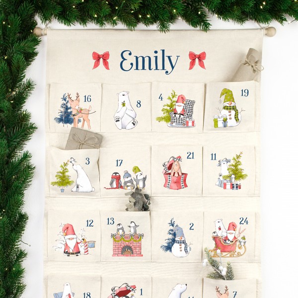 Adventskalender Wandkalender XXL mit Wunschname We love Christmas
