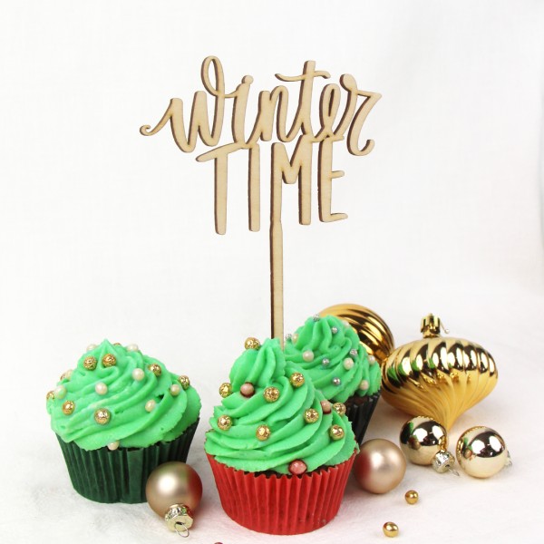 Cake Topper Winter time auf weihnachtlichem Muffin