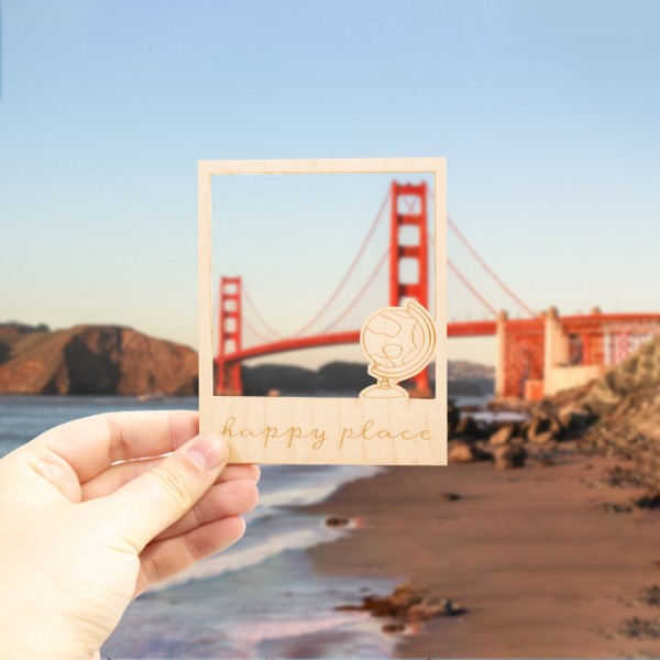 Polaroid Rahmen | Holz | Happy Place | Fotorahmen mit Gravur | Foto Requisiten | Fotoshooting