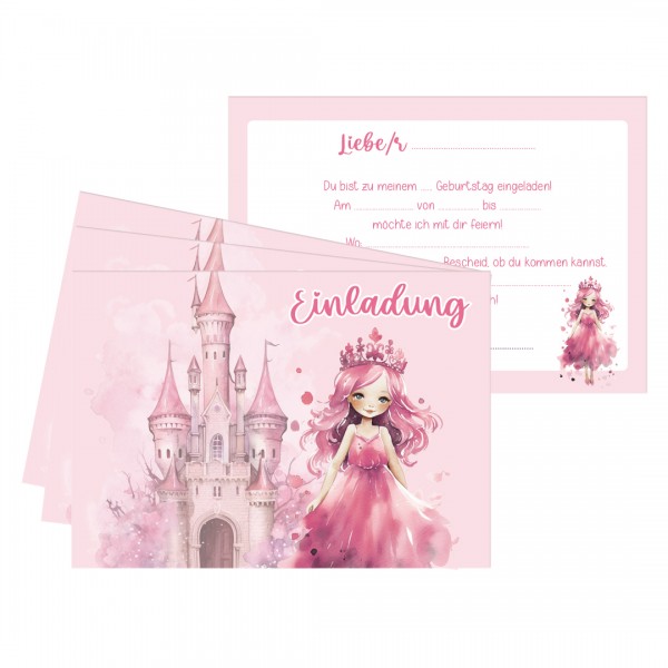 Set Einladungskarten | Mottoparty | Prinzessin