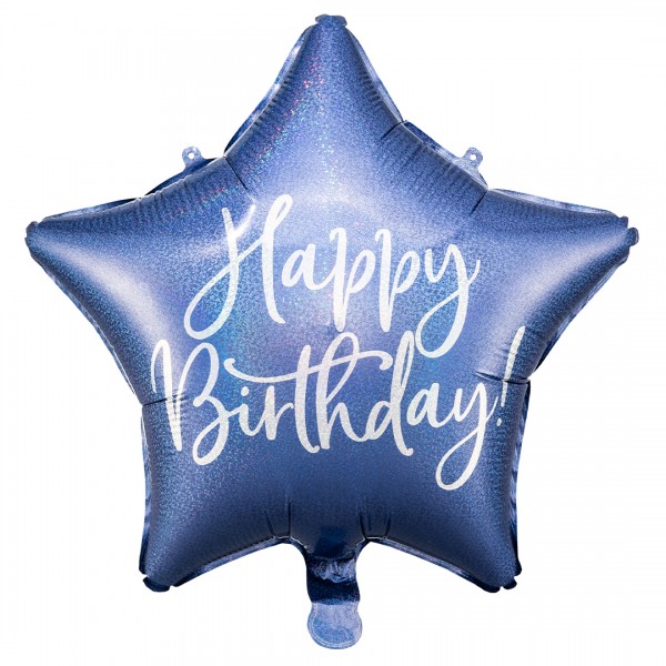 Folienballon Happy Birthday in blau Glitzer