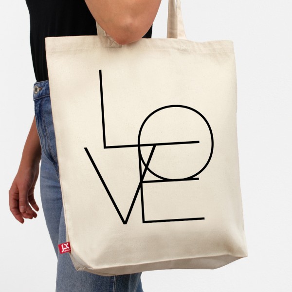 Jutebeutel bedruckt | Love | Einkaufstasche aus Baumwolle | Stoffbeutel