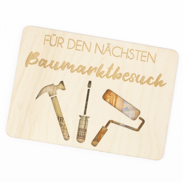 Geschenkkarte Holz | Geldgeschenk | Baumarkt