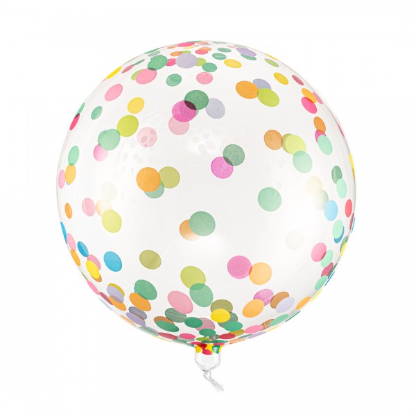 Klarer XXL Luftballon gefüllt mit buntem Konfetti 