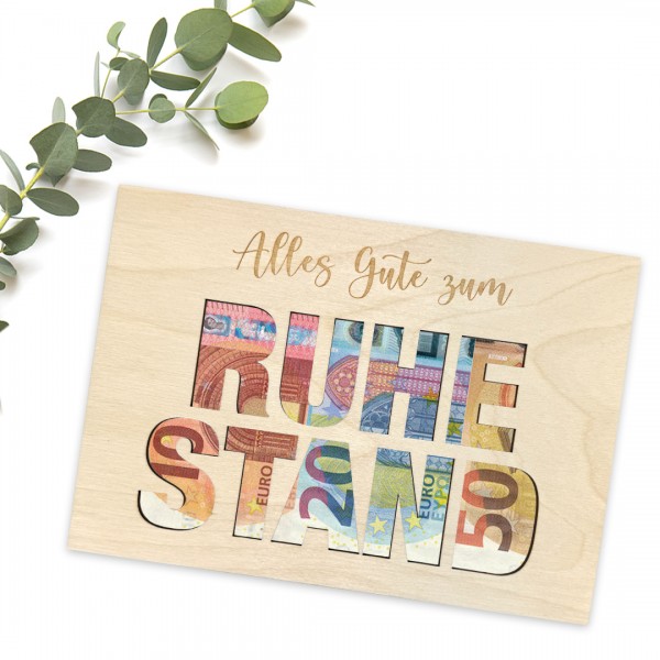 Geschenkkarte Holz | Geldgeschenk | Ruhestand