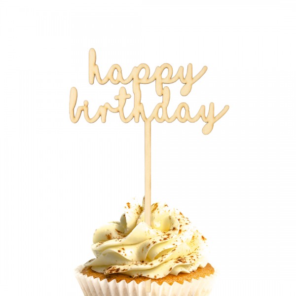 Cake Topper Happy Birthday auf Muffin